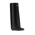 Black Calf Leather Bos Taurus Flat Boots