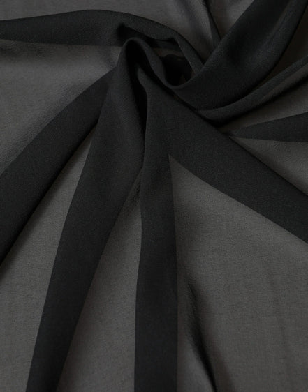Black Silk Neck Wrap Shawl Stole 200cm x 64cm  Scarf
