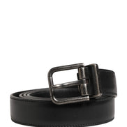 Men Black Classic Leather Metal Buckle Belt