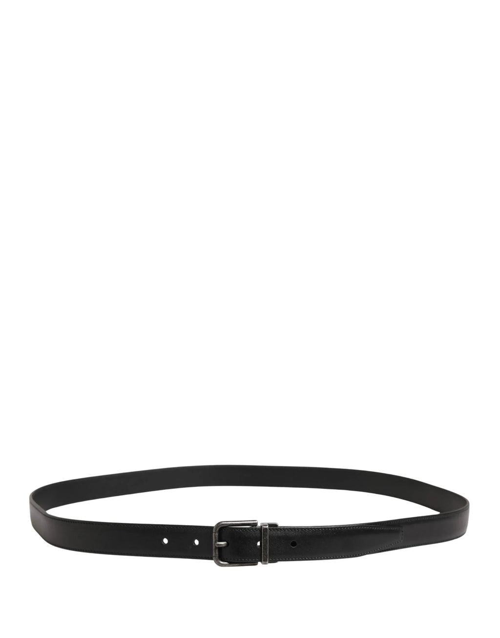Men Black Classic Leather Metal Buckle Belt
