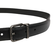 Men Black Classic Leather Metal Buckle Belt