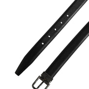 Men Black Classic Leather Metal Buckle Belt