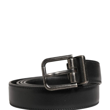 Men Black Classic Leather Metal Buckle Belt