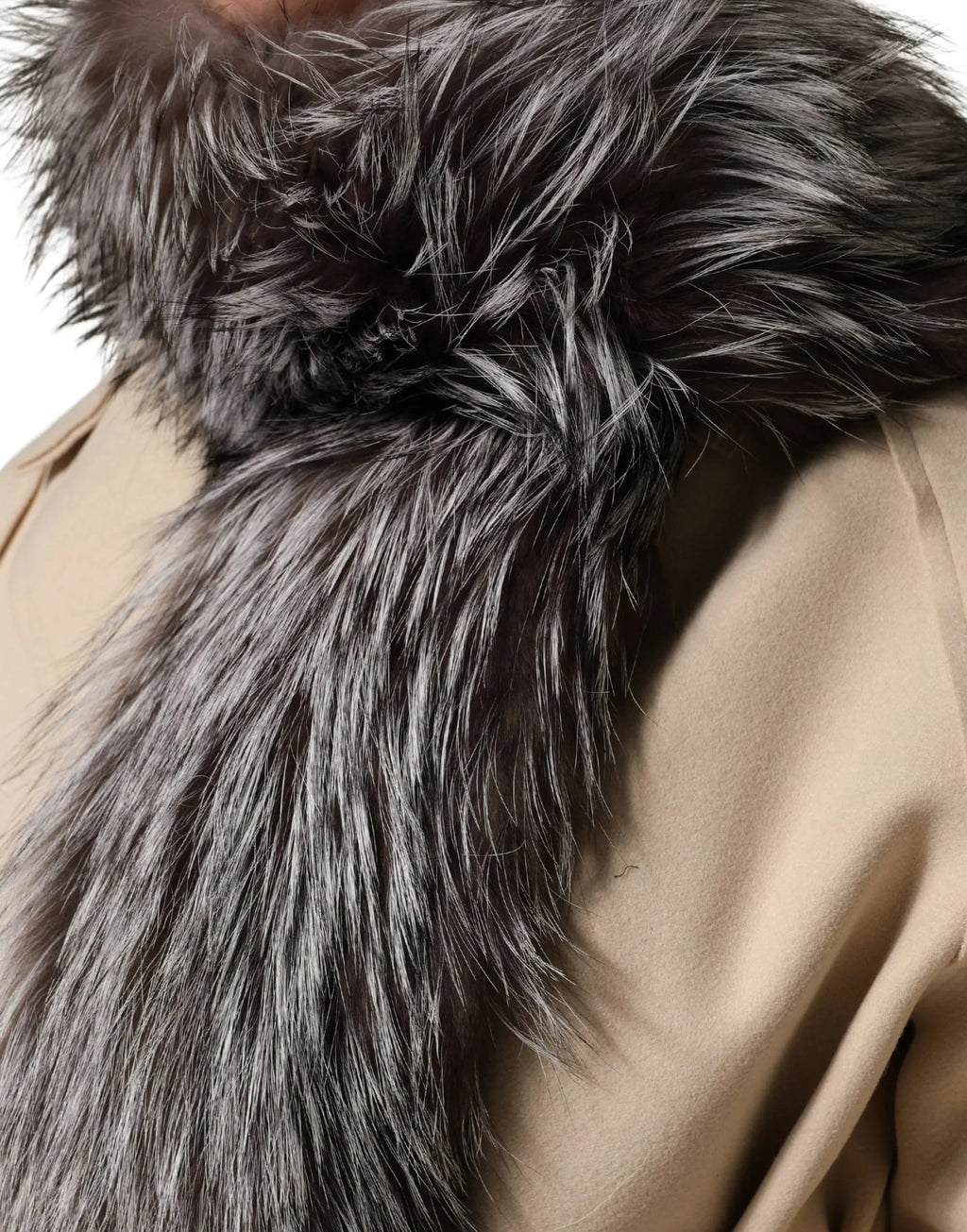 Gray Fox Fur Neck Wrap Warmer Winter Scarf