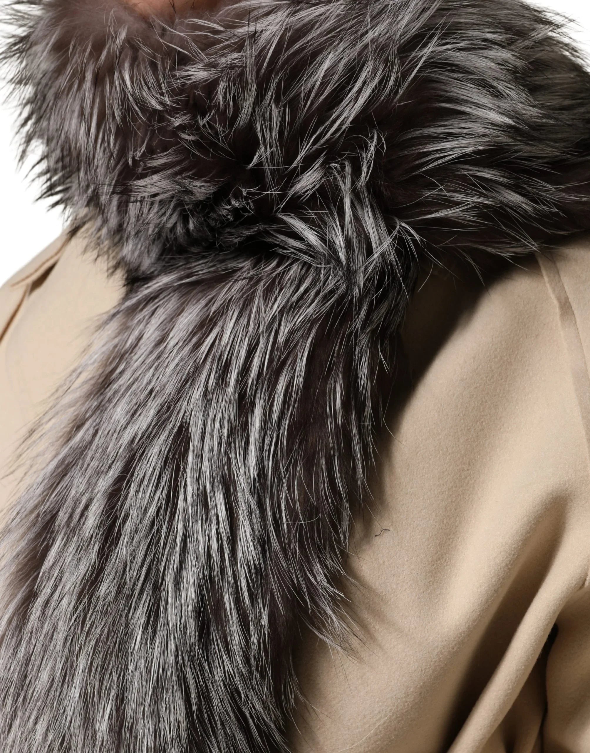 Gray Fox Fur Neck Wrap Warmer Winter Scarf