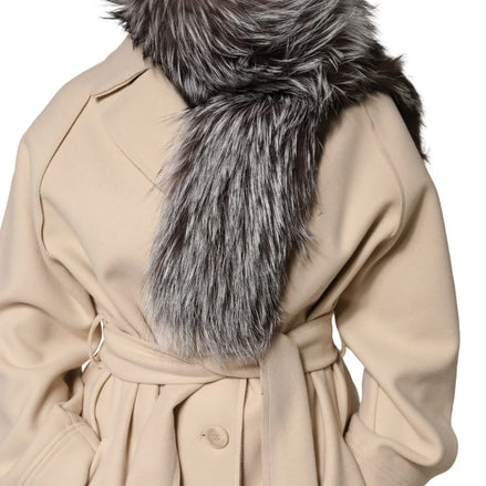 Gray Fox Fur Neck Wrap Warmer Winter Scarf