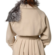 Gray Fox Fur Neck Wrap Warmer Winter Scarf