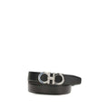 Black leather belt for men with silver metal buckle, showcasing luxury and durability.