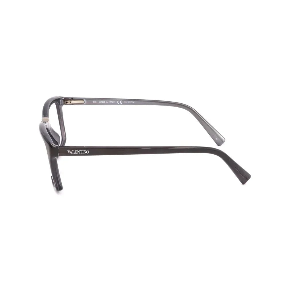 Gray injected glasses frames showcasing the stylish side profile of Valentino eyewear.