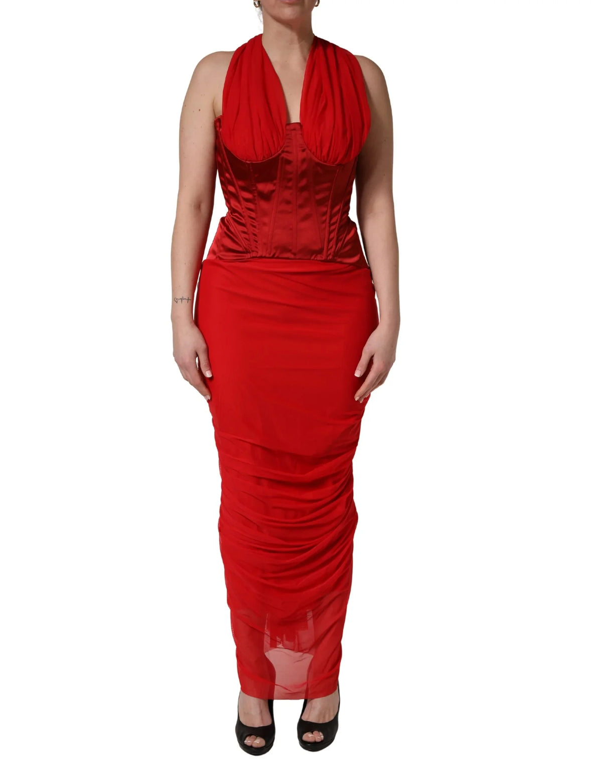 Red Halter Corset Sleeveless Sheath  Dress by DOLCE&GABBANA