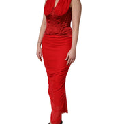 Red Halter Corset Sleeveless Sheath  Dress by DOLCE&GABBANA