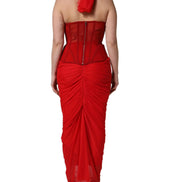 Red Halter Corset Sleeveless Sheath  Dress by DOLCE&GABBANA