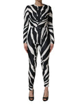 Black White Polyester Zebra Pattern Jumpsuit by DOLCE&GABBANA