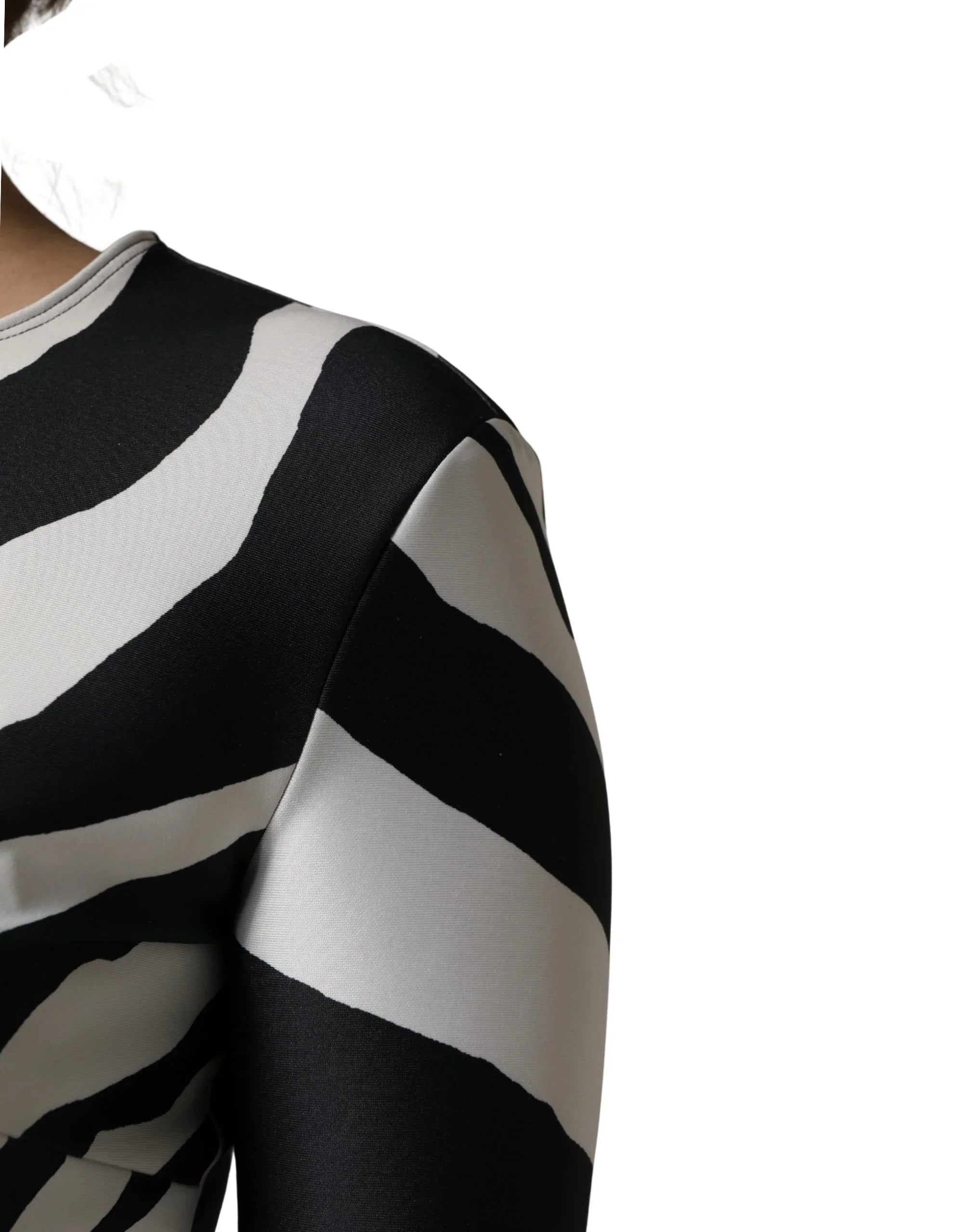 Black White Polyester Zebra Pattern Jumpsuit by DOLCE&GABBANA
