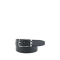 reversible black calf leather belt featuring elegant design and durable buckle, perfect for enhancing any wardrobe.