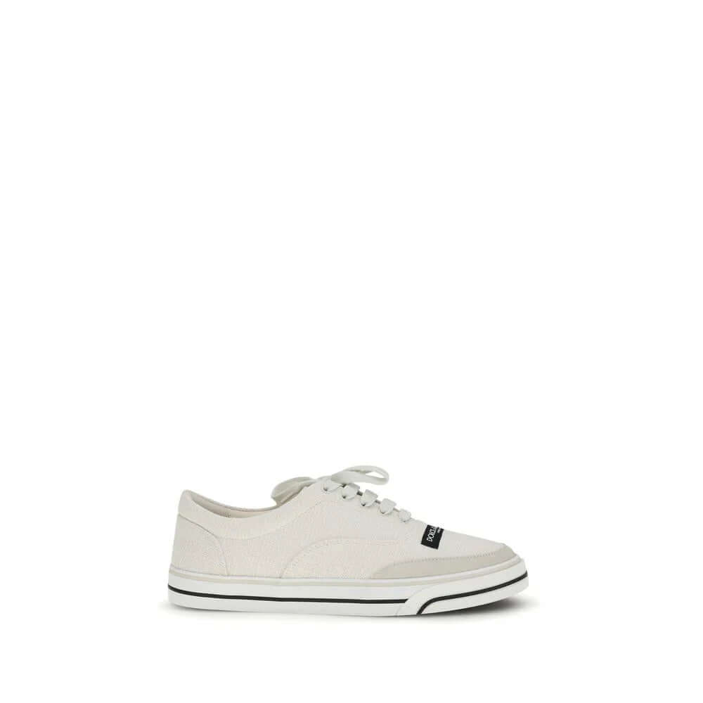 White Linen Low Top Sneakers by Dolce&Gabbana featuring a sleek design and comfortable fit.