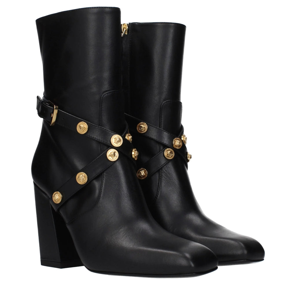 Black Leather Ankle Boots