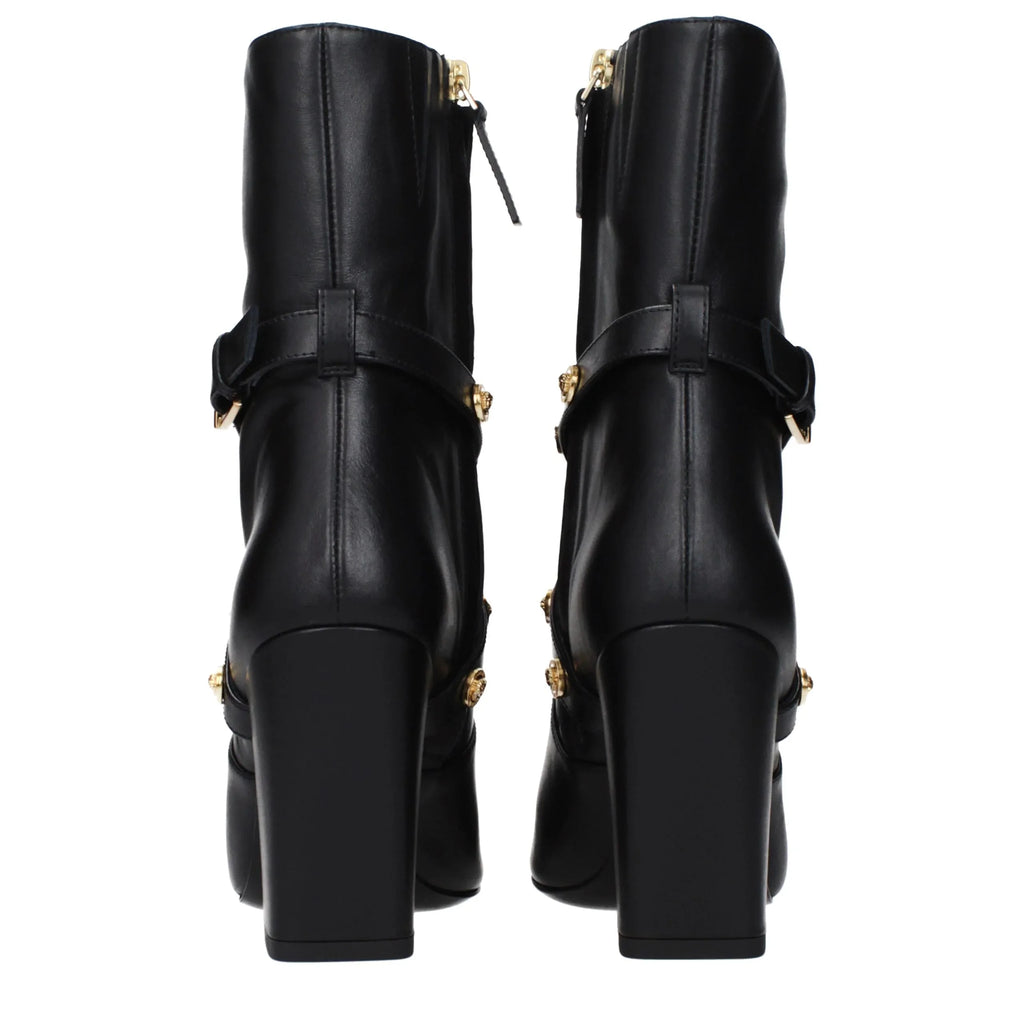 Black Leather Ankle Boots