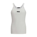 White cotton tank top by Dolce&Gabbana featuring a slim fit and logo detail, perfect for stylish everyday wear.