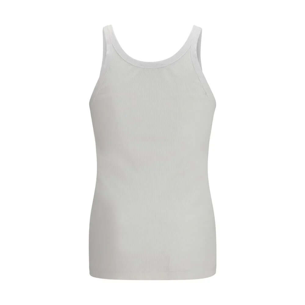 White cotton tank top from Dolce&Gabbana featuring a slim fit and trimmed neckline, perfect for casual styling.