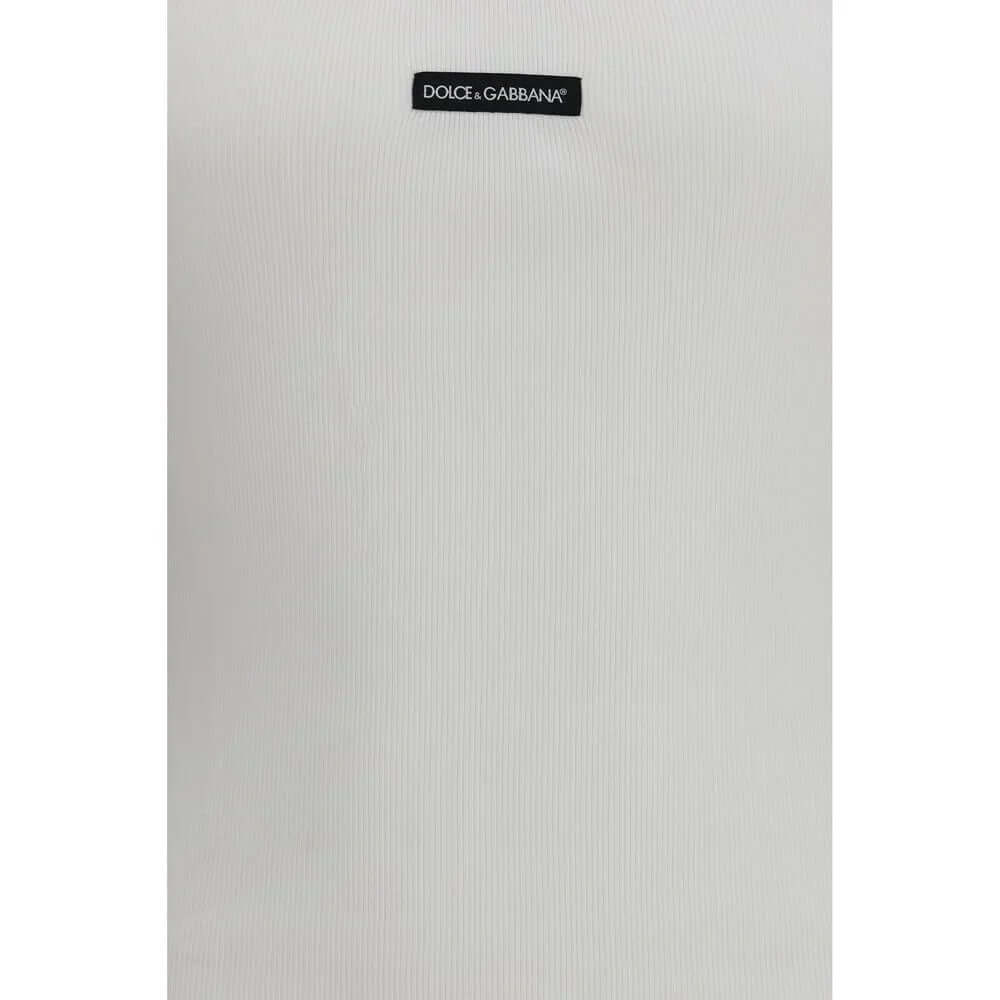 White cotton tank top by Dolce&Gabbana featuring a sleek design and brand logo detail.