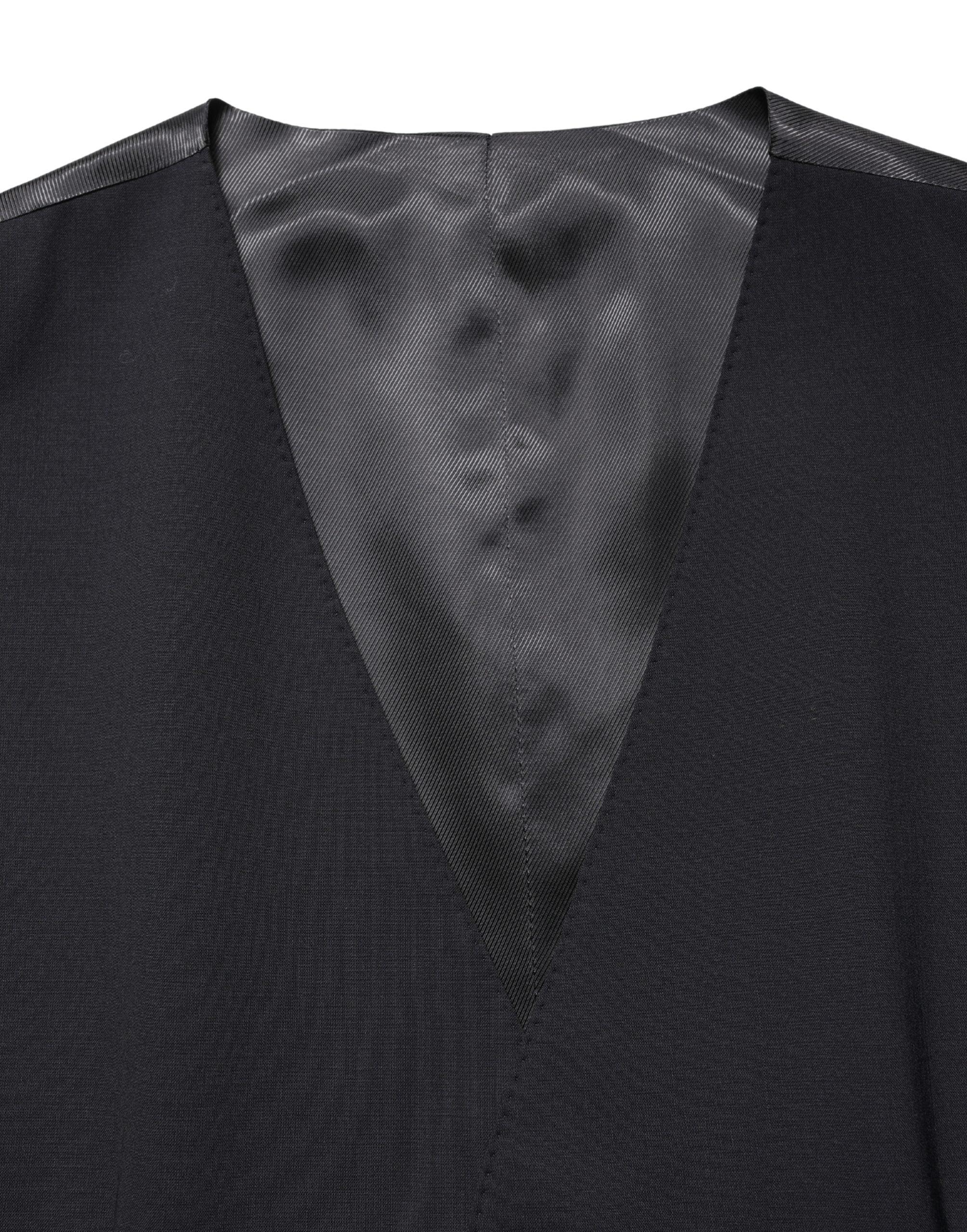 Black Wool Single Breasted Waistcoat Vest by DOLCE&GABBANA