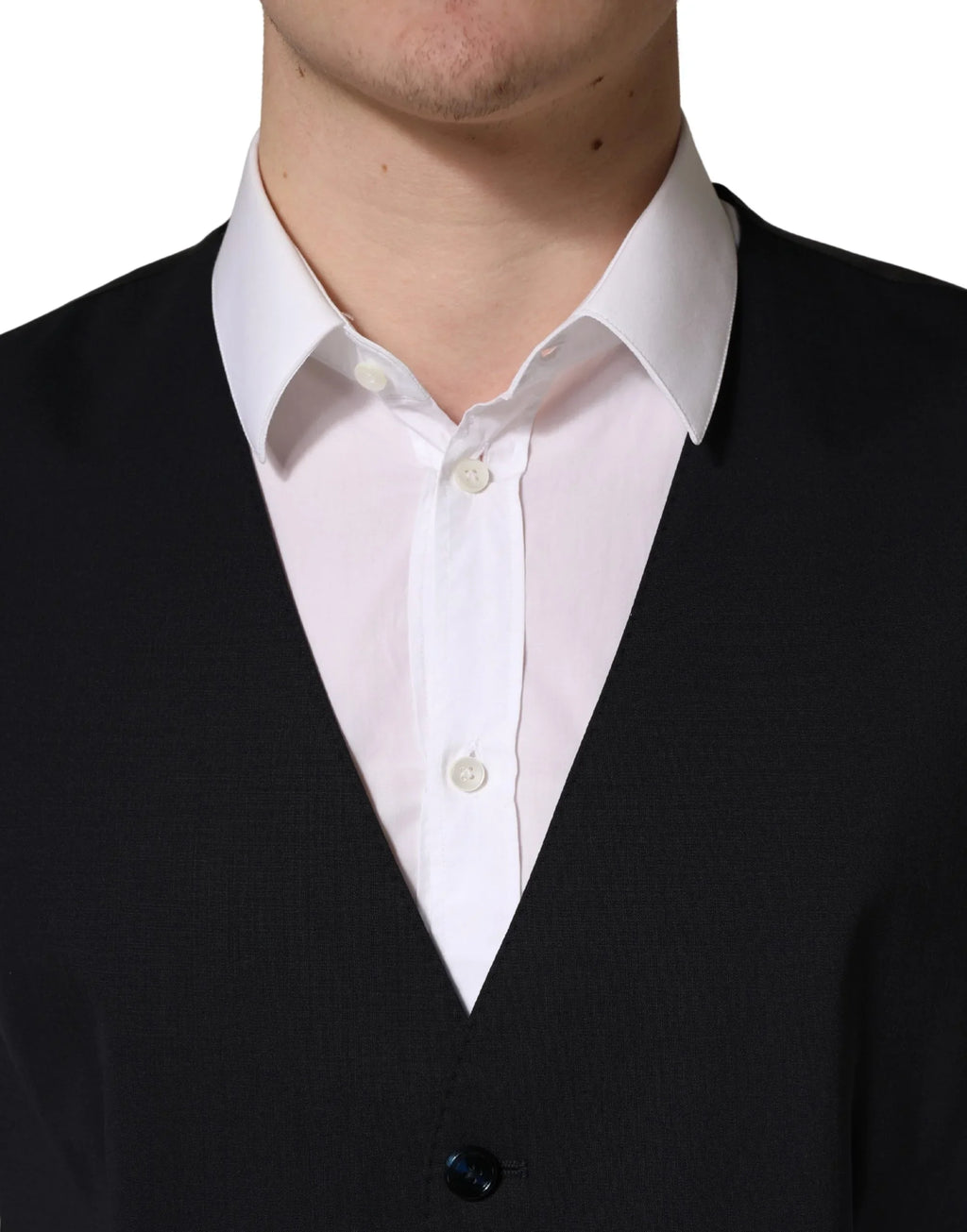 Black Wool Single Breasted Waistcoat Vest by DOLCE&GABBANA