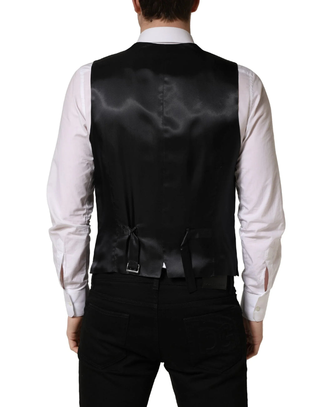 Black Wool Single Breasted Waistcoat Vest by DOLCE&GABBANA