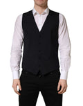 Black Wool Single Breasted Waistcoat Vest by DOLCE&GABBANA