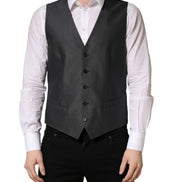 Dark Gray Single Breasted Men Waistcoat Vest by DOLCE&GABBANA