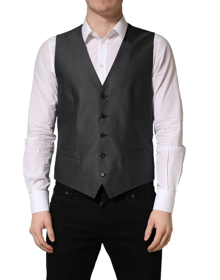Dark Gray Single Breasted Men Waistcoat Vest by DOLCE&GABBANA
