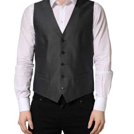 Dark Gray Single Breasted Men Waistcoat Vest by DOLCE&GABBANA