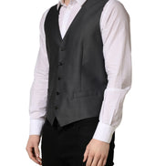 Dark Gray Single Breasted Men Waistcoat Vest by DOLCE&GABBANA
