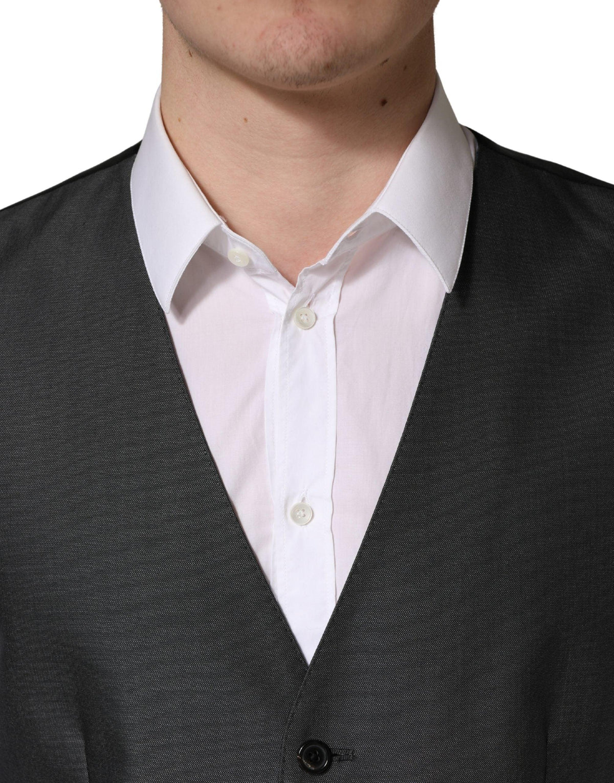 Dark Gray Single Breasted Men Waistcoat Vest by DOLCE&GABBANA