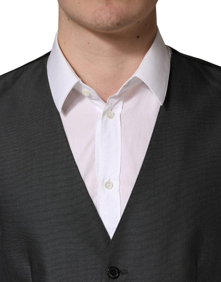 Dark Gray Single Breasted Men Waistcoat Vest by DOLCE&GABBANA