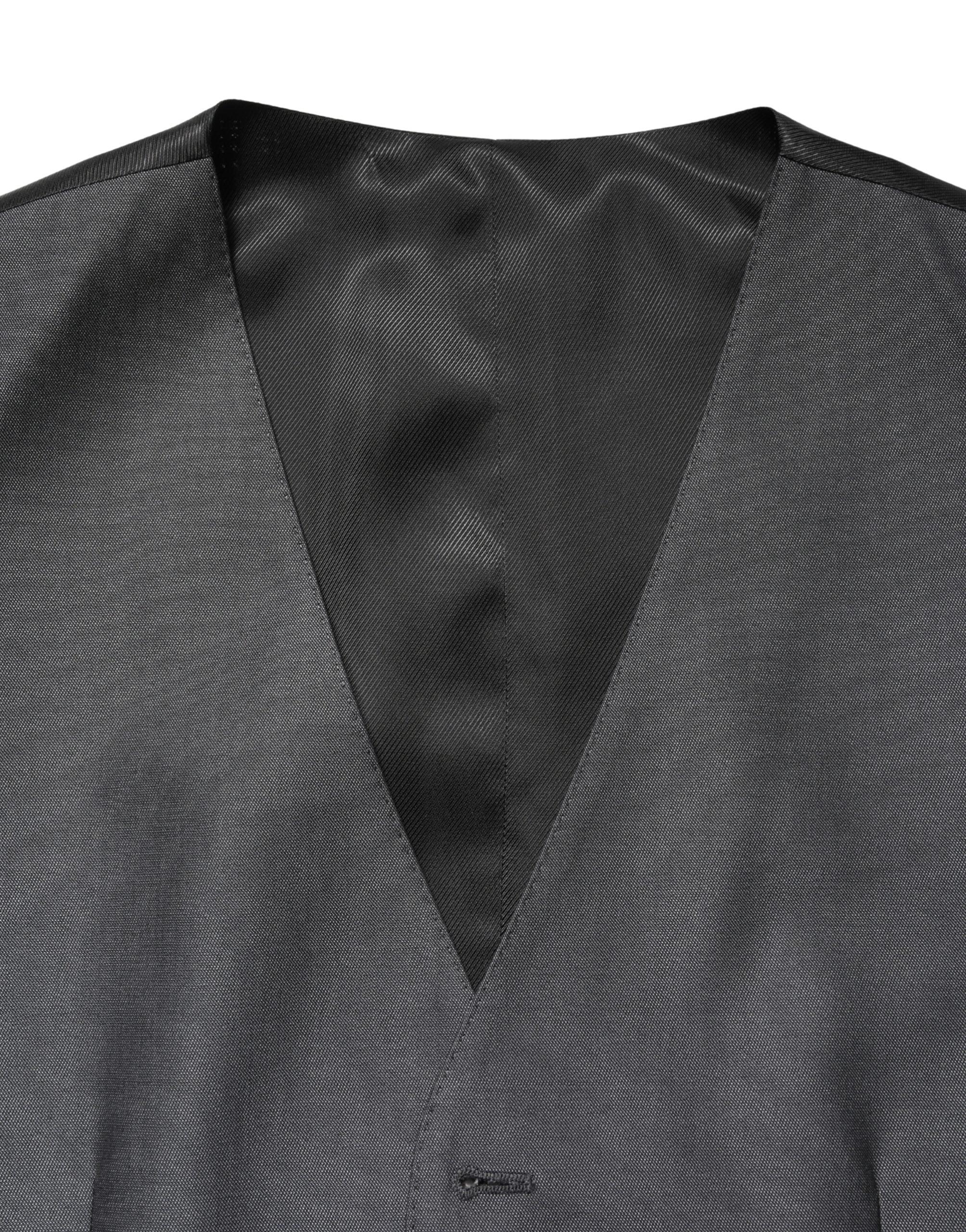 Dark Gray Single Breasted Men Waistcoat Vest by DOLCE&GABBANA