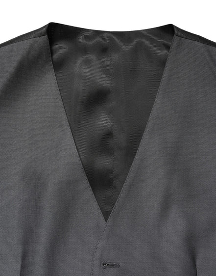 Dark Gray Single Breasted Men Waistcoat Vest by DOLCE&GABBANA