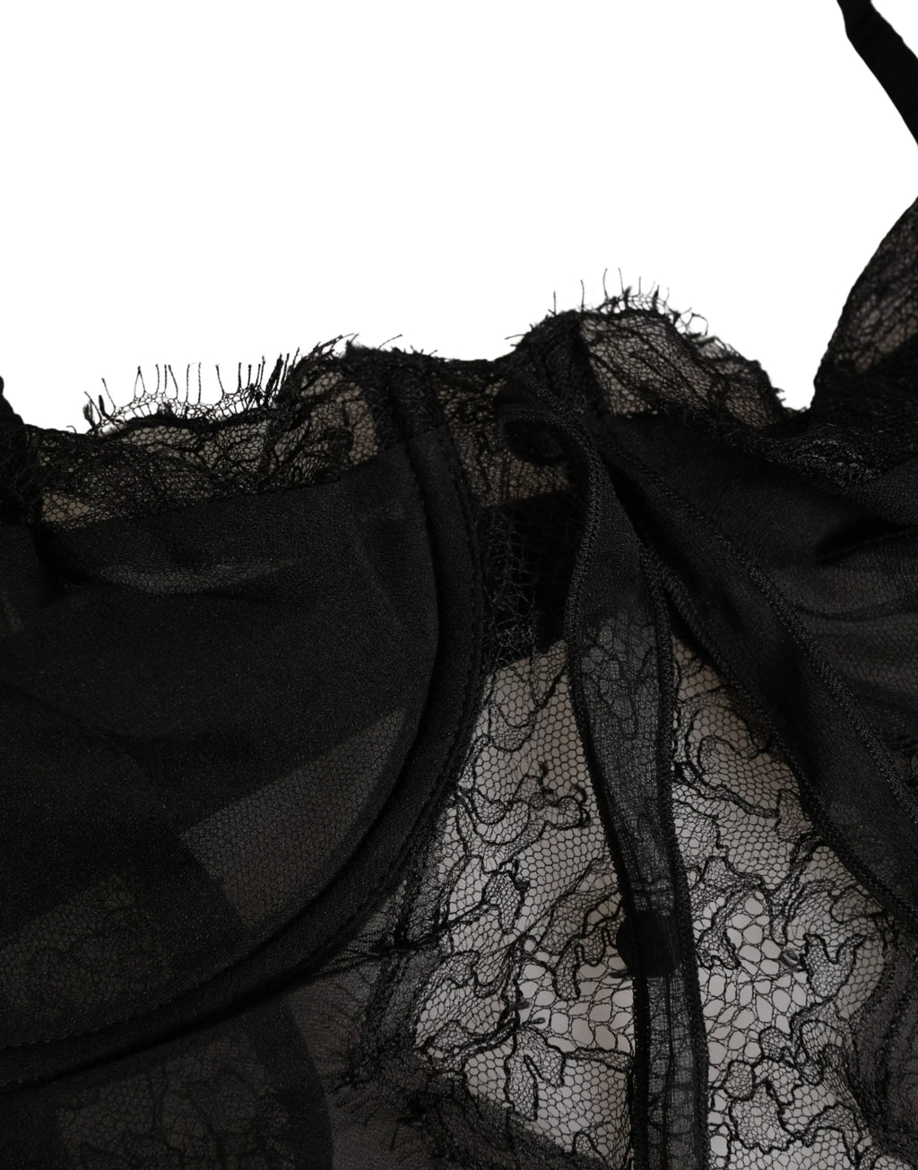 Black Silk Lace Lingerie Chemise Top Underwear by DOLCE&GABBANA