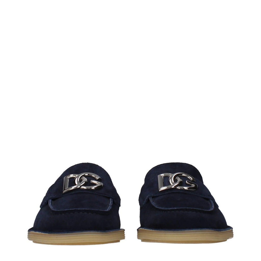 Blue Leather Slip-On Loafers