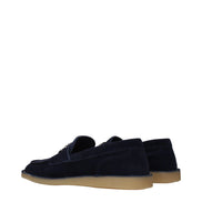 Blue Leather Slip-On Loafers