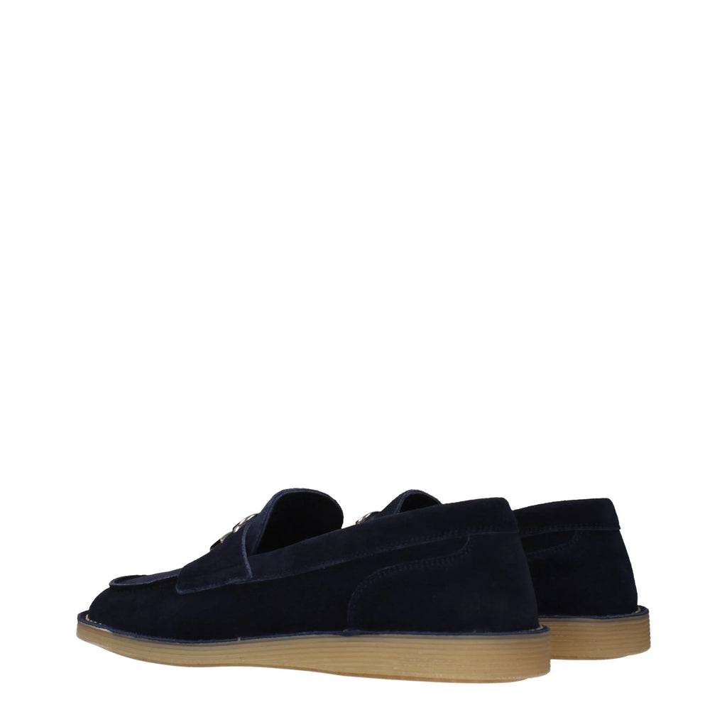 Blue Leather Slip-On Loafers