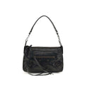 Stylish black lambskin shoulder bag featuring a compact design and durable texture.