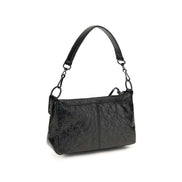 Black lambskin shoulder bag, stylish and durable, perfect accessory for fashion enthusiasts.