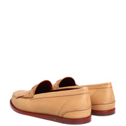Beige Tassel Leather Men Slip On Loafers Shoes by DOLCE&GABBANA