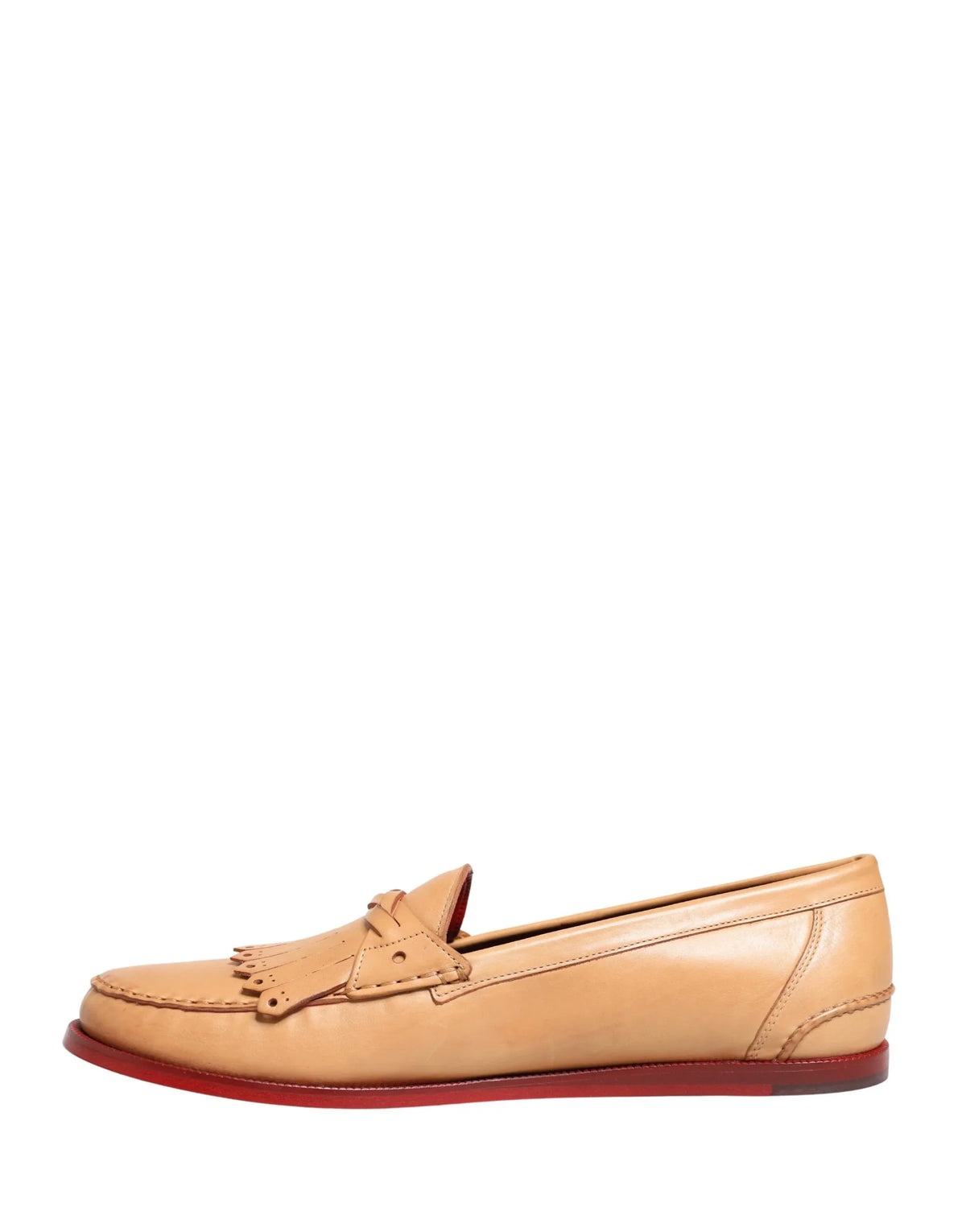 Beige Tassel Leather Men Slip On Loafers Shoes by DOLCE&GABBANA