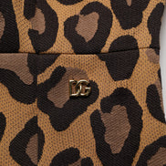 Brown Leopard Jacquard Knee Length Dress