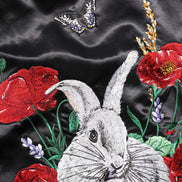 Black Satin Floral Embroidery Bomber Jacket by DOLCE&GABBANA