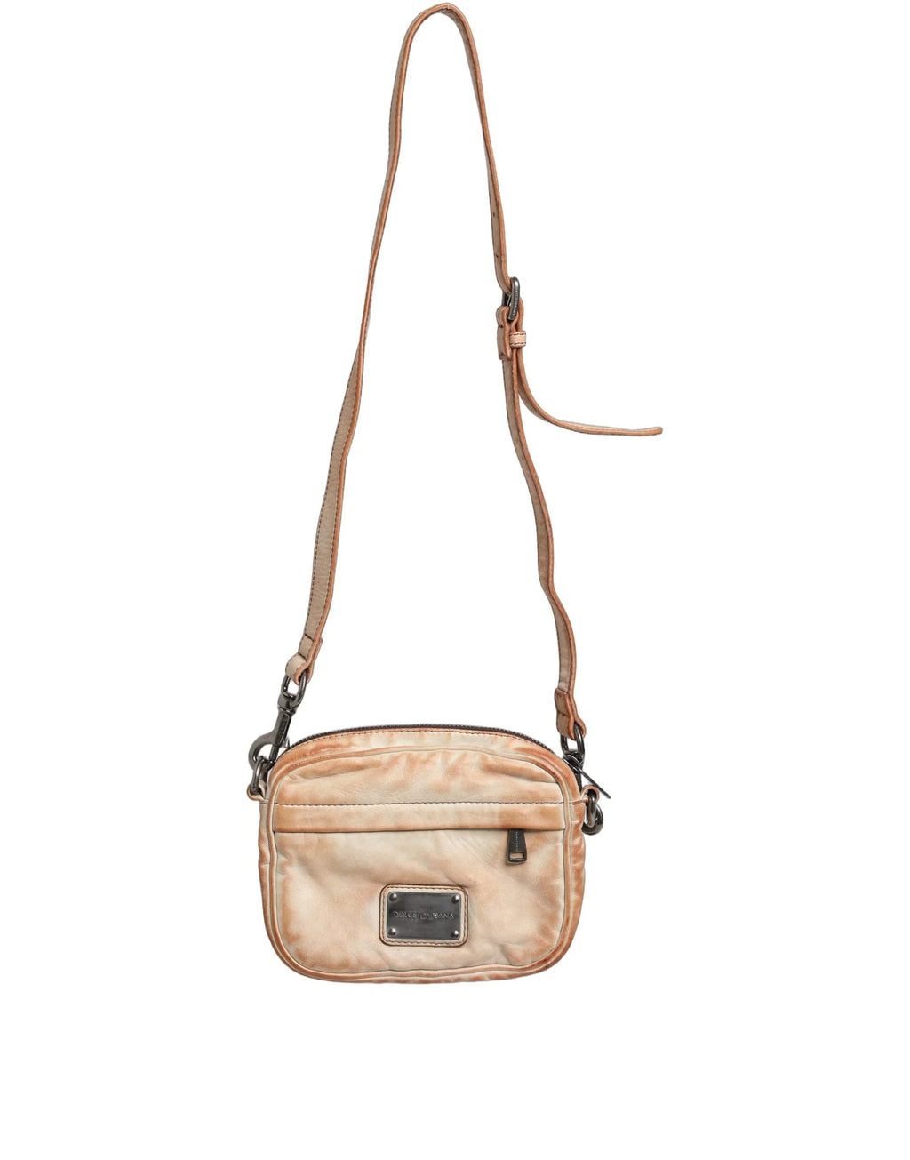 Beige Vintage Leather Logo Plaque Shoulder Borse Men Bag by DOLCE&GABBANA