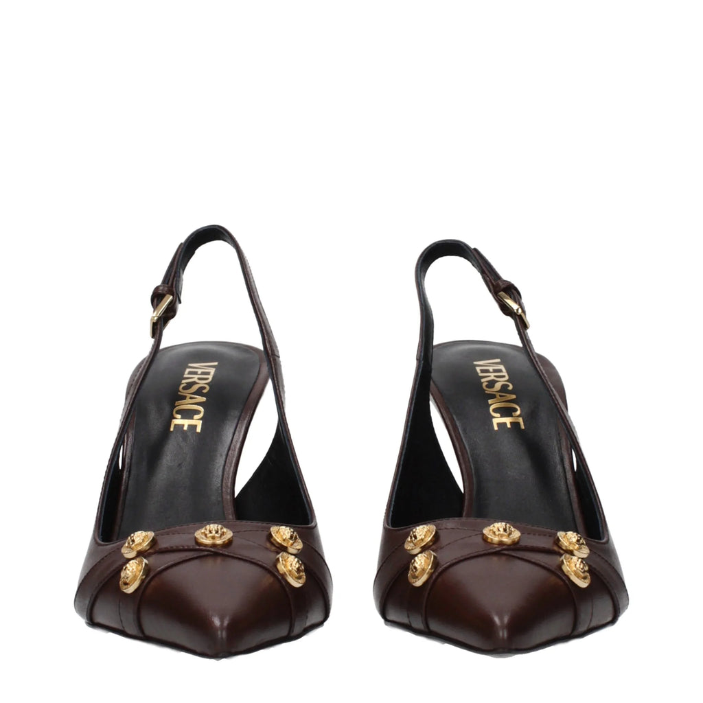 Brown Leather High Heel Pumps