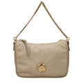 Beige fabric handbag with front detail and removable shoulder strap by Versace.